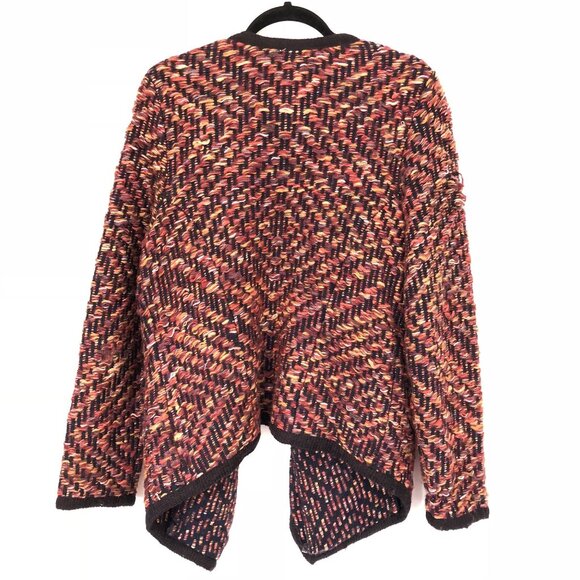 Anthropologie Moth Keavy Textured Open Front Cardigan Sweater Size L Mohair Wool - Picture 6 of 12
